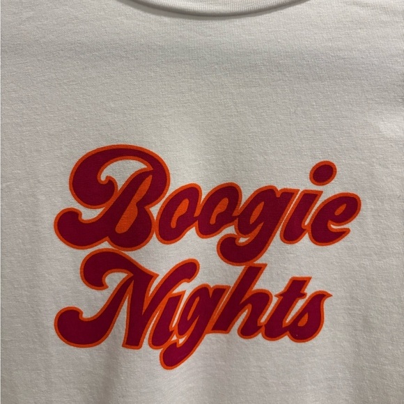 Saint + Sofia White Tee with Boogie Nights text, size USA 4 - Picture 2 of 5